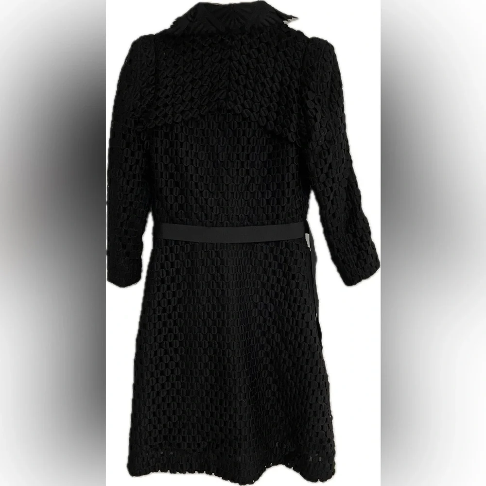 Byron Lars Beauty Mark Rare Textured A-Line Statement Coat with Waist Belt Sz 6